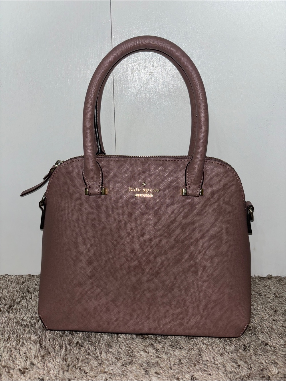 kate spade Dusty Mauve Dome Satchel with Gold Hardware